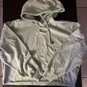 Hollister Light Green Hoodie with Floral Detail